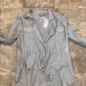 Size 1 Chico's sheer blouse  silvery grey color